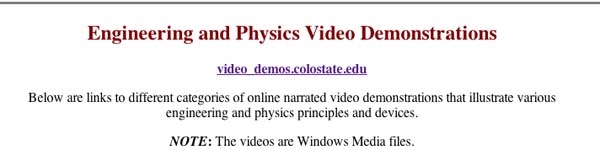 EngineeringandPhysicsVideoDemonstrations